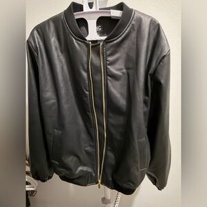 INC International Concepts Black Bomber Jacket